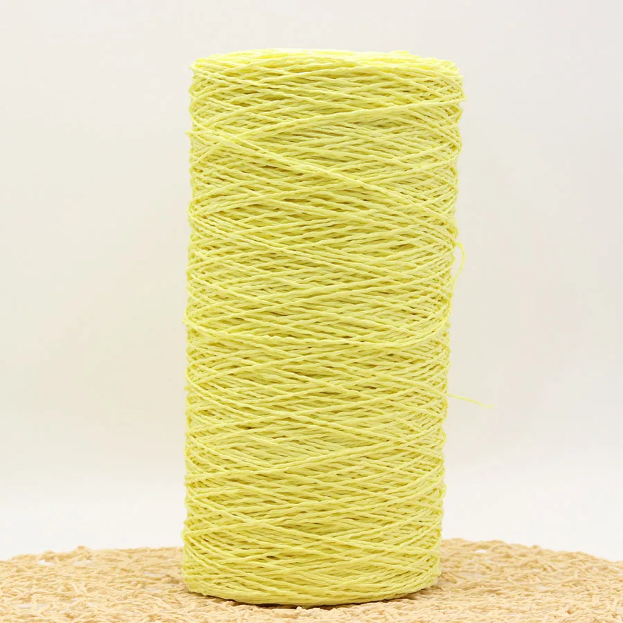 bright yellow 500 г/лот, летняя соломенная рафия, натуральная пряжа для вязания крючком, вязаная одежда, шерстяные шляпы из пряжи, сумки, корзины, пряжа для ручного вязания - Цвет: bright yellow