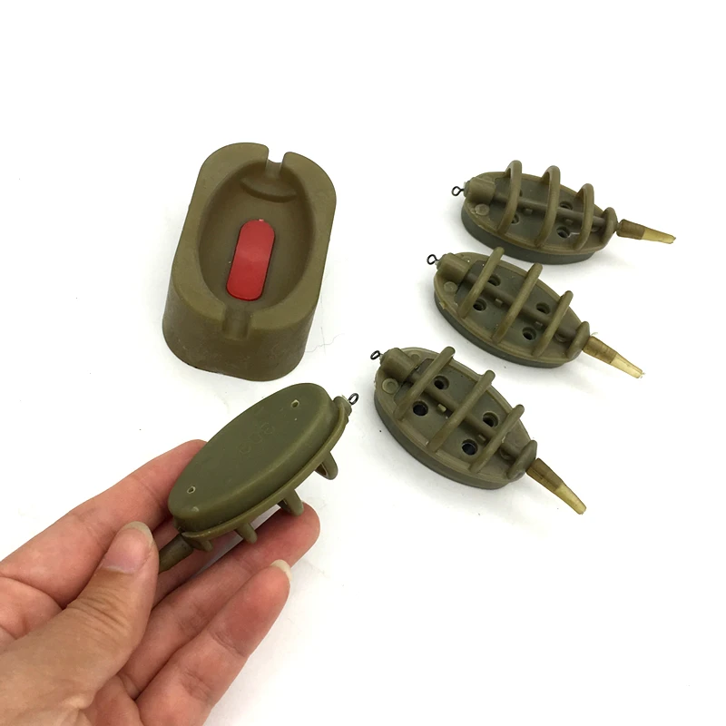 Карп Рыбалка комбо встроенный метод подачи 4 кормушки 15/20/25/35g 30/40/50/60 г набор форм для доставки прикорма и оснастки Метатель свинца грузило, высокое качество
