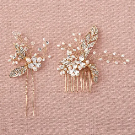 2/PCS Высокое качество Пресной Воды жемчужина кристалл листья цветка шпилька