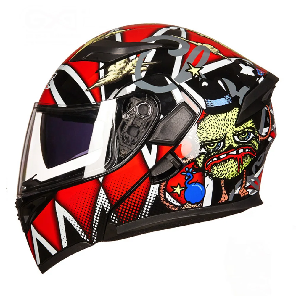 GXT мотоциклетный шлем флип-ап шлем для мотокросса Capacete da Motocicleta Cascos Moto Casque Doublel объектив гоночные шлемы для верховой езды - Цвет: Colour 10