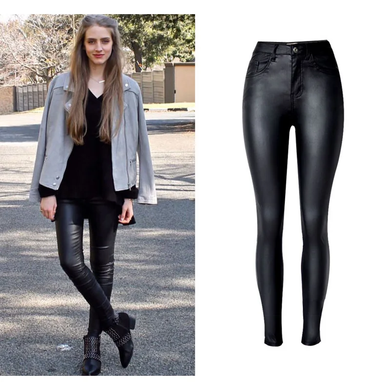 Осенне-зимняя обувь Для женщин узкие джинсы стрейч пикантные кожаные мото &amp