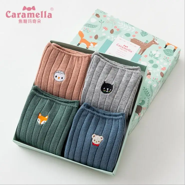 Зимние женские носки шикарные бриджи 4 пары/партия рождественские в подарочной