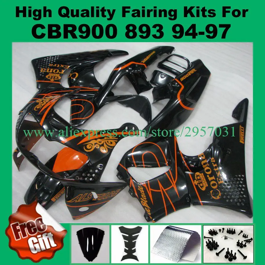 

Free screws+gifts Black COROEA fairings for Honda CBR900RR 893 92 93 94 95 fairing kit CBR 893RR 1992 1993 1994 1995