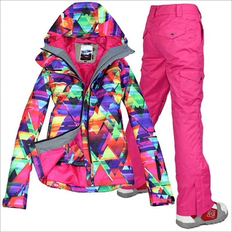 GSOU SNOW Brand лыжный костюм женские лыжные куртки брюки непромокаемые