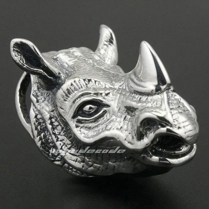 Модная подвеска в виде носорогов Rocker из серебра 925 пробы крутая Мужская