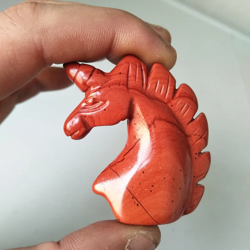 

1pc Natural stone unicorn rose crystal figurine fluorite carving home decoration sacred beast