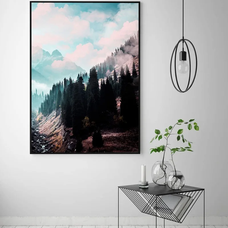 

Nordic Decoration Home A4 Forest Landscape Canvas Painting Wall Art Posters and Prints Decorative Pictures for Living Room