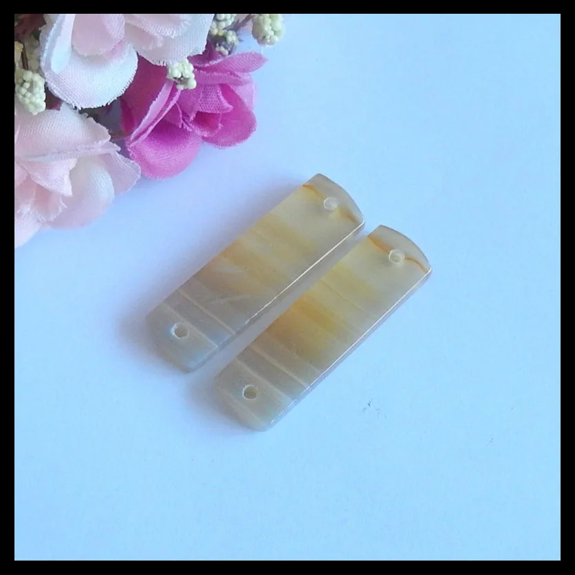 Wholesale gemstone Birthday gift Natural Red Agate double hole Earring Bead Fashion Jewelry 38x11x5mm 8.34g | Украшения и