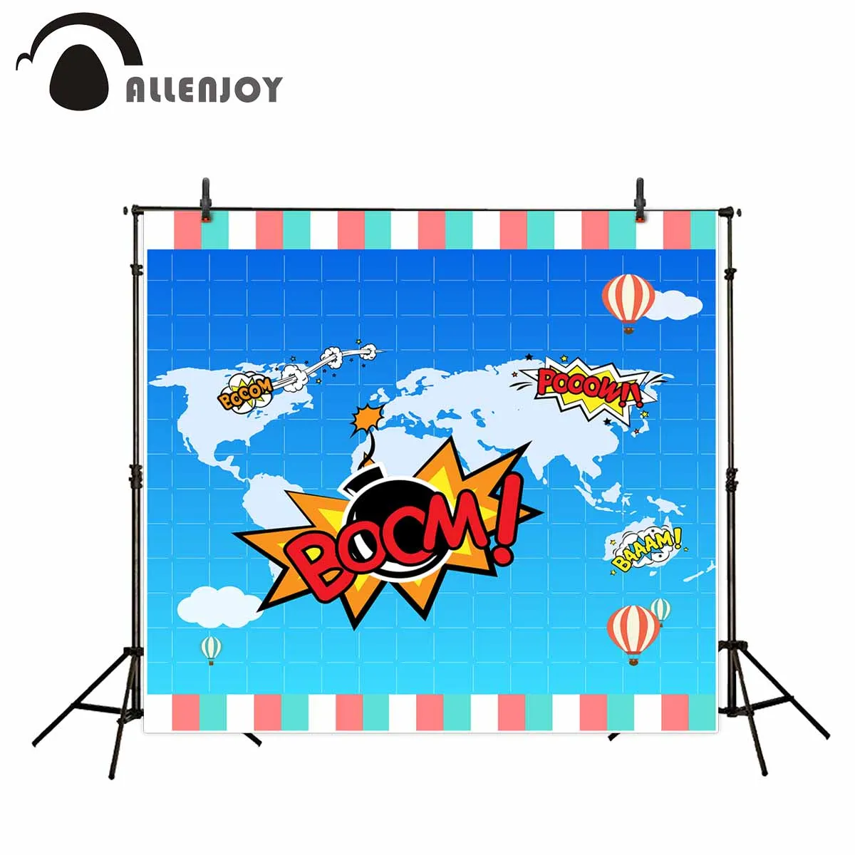 Allenjoy фоны для фотосъемки супер герой бум Горячие воздушные шары карта мира синий