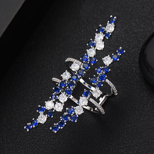 Silver Blue GODKI, известный дизайн, роскошное, галактика, звезда, Крупное кольцо для женщин, свадьба, кубический Ziron CZ, свадьба, Дубай, свадебное кольцо на палец - Цвет основного камня: Silver Blue