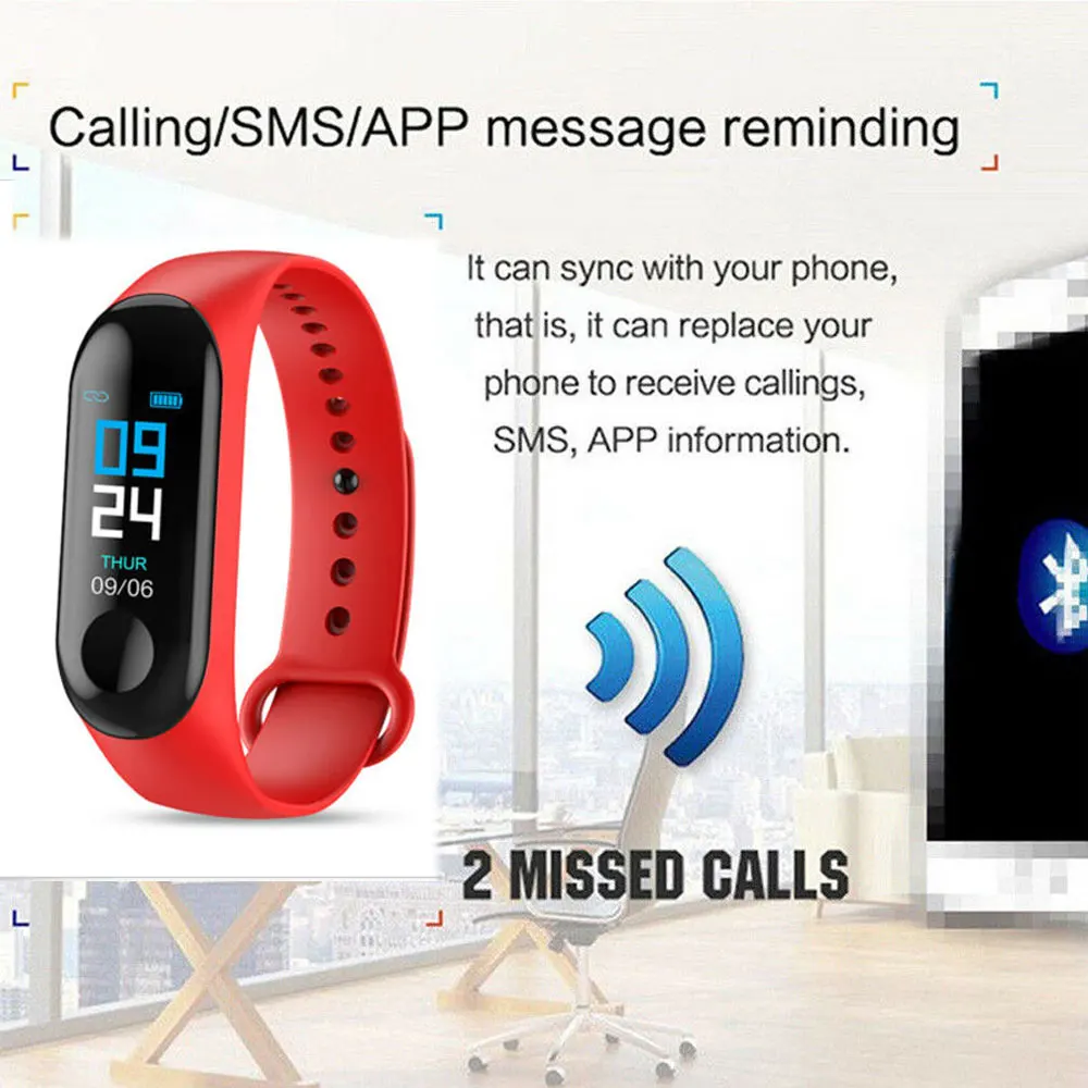 M3s Bluetooth Smart watch Heart Rate Blood Pressure Monitor Fitness Activity Tracker Sports Smart Band Wristbands Phone Mate