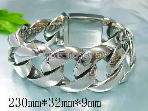 Мужские браслеты большие тяжелые 9 дюймов длиной 32 мм из нержавеющей стали 316L |