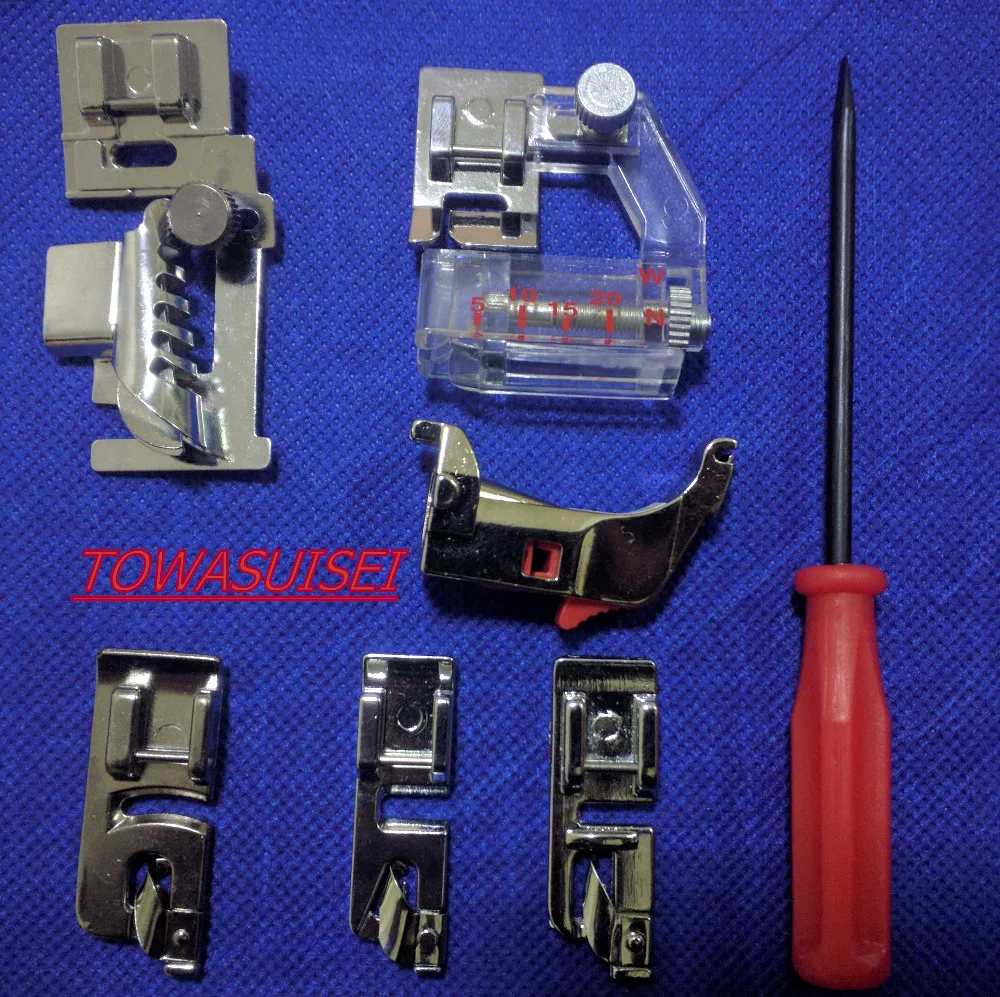 

7pcs Bias Tape Binder Hemmer 3mm,4mm,6mm Foot Feet for old bernia 700, 707, 708, 709, 717, 718, 719, 730, 731, 732, 741, 742 744