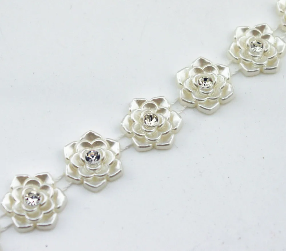 10 ярдов 16 мм цвет слоновой кости|rhinestone chain|pearl rhinestone chaincake trim |