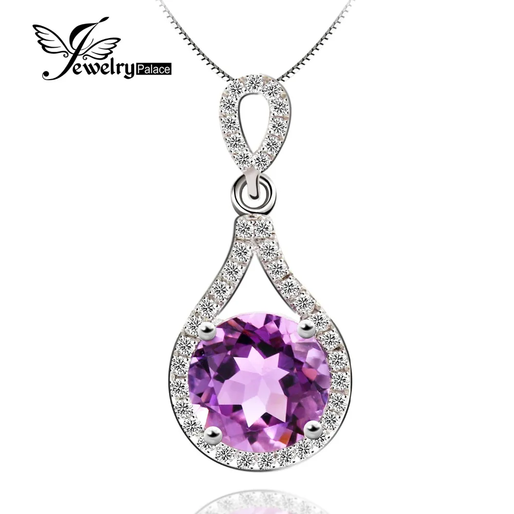Классический круглый 1.85ct натуральный камень фиолетовый аметистовая подвеска 100%