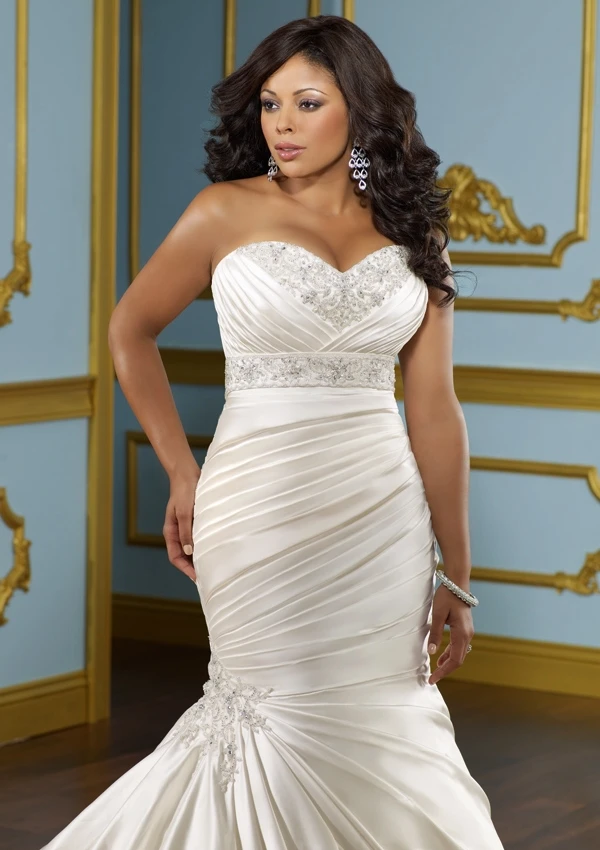 Размера плюс Русалка торжественные платья 2016 VESTIDO DE NOIVA sereia Милая Вышивка бисером