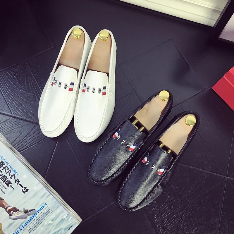 summer 2017 edition tide breathable shoes fashion slip-ons loafers slipp black white men's youth leisure | Обувь