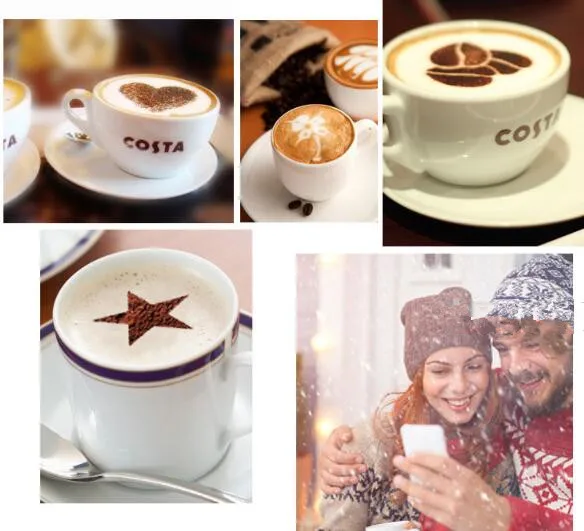 

1PC 12.5cm Stainless Steel Metal Chocolate DIY Coffee Latte Art Mould Cappuccino Spray Coffee Stencils Barista Duster NO 004