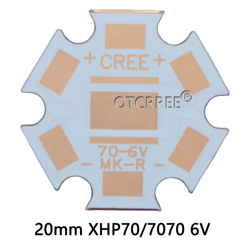 1 10 шт. 20 мм медная печатная плата Cree XPG XPG2 XPE2 XML XML2 XHP50 XHP70 MKR 3V6V12V светодиодная x 6