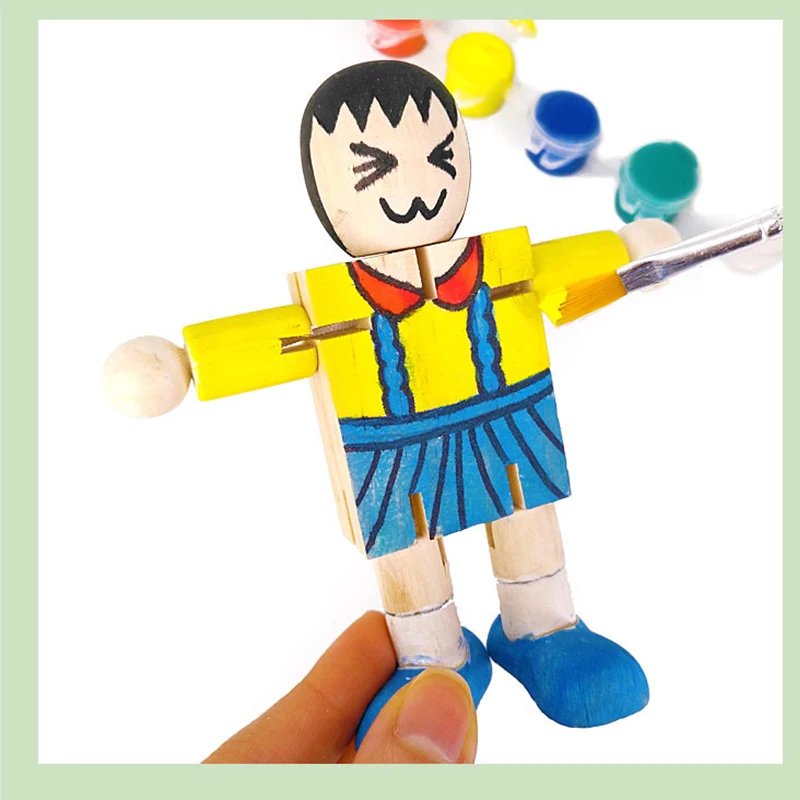 1 шт. DIY деревянная фигурка робота Модель Дети развивающая головоломка, игрушка детский сад Deformatable DIY ручные поделки