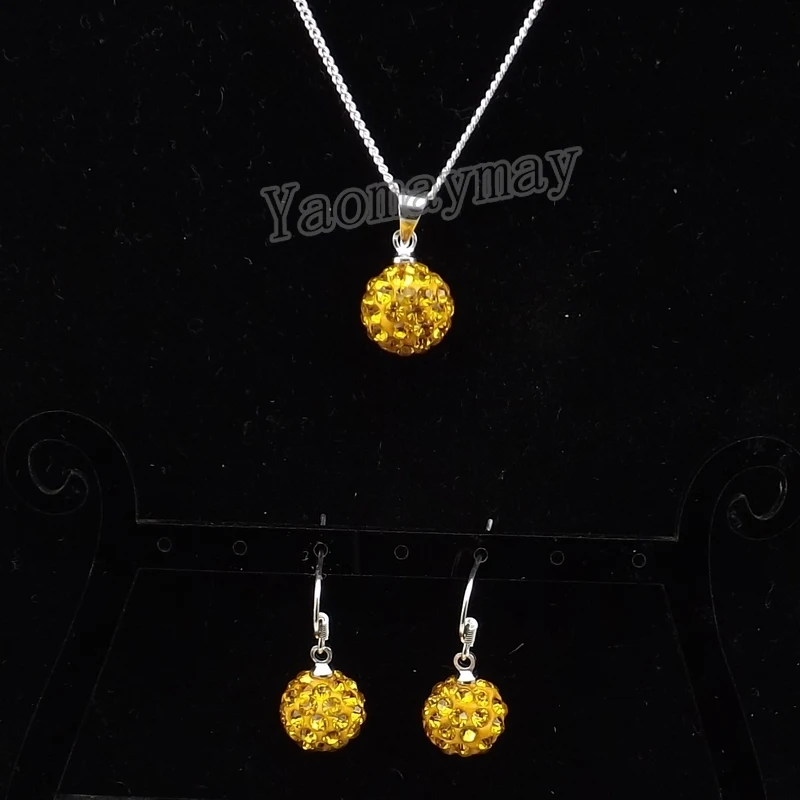 Набор модных украшений золотого цвета, серьги и ожерелье с подвеской в виде диско-мяча для женщин, 10 комплектов, оптовая продажа