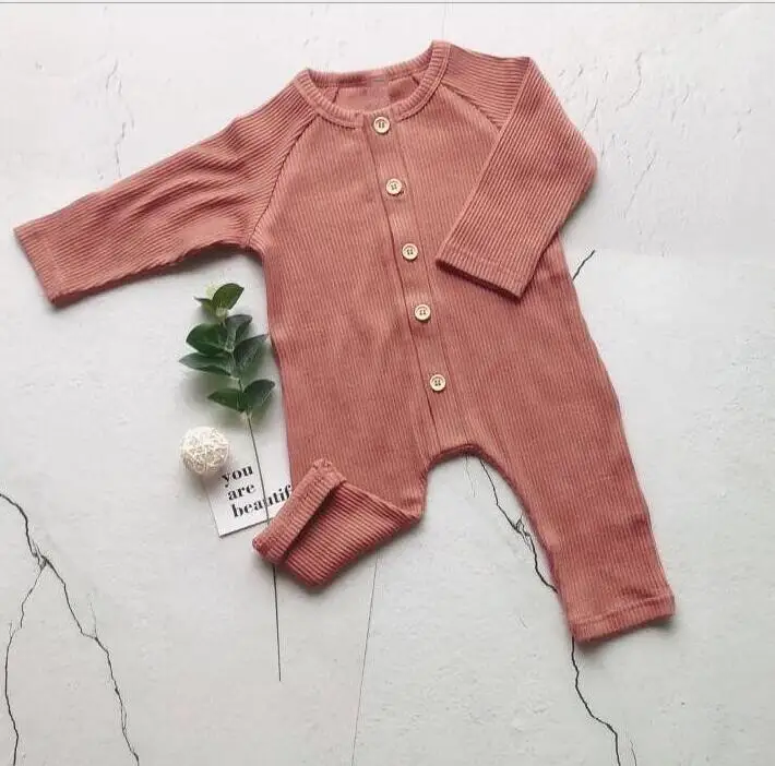 dark pink Детский комбинезон для мальчиков и девочек, хлопковый Осенний комбинезон высокого качества с длинными рукавами для детей 3-24 месяцев, PV529 - Цвет: dark pink