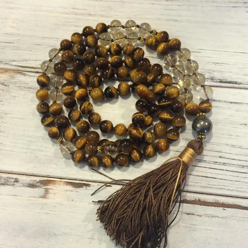 Высококачественные белые кварцевые гематитовые бусины с узелком тигровый глаз