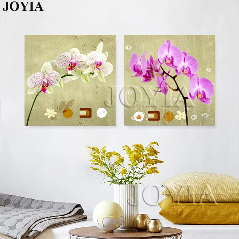 2 шт. классические цветы орхидеи Ретро картины Цветочные настенные