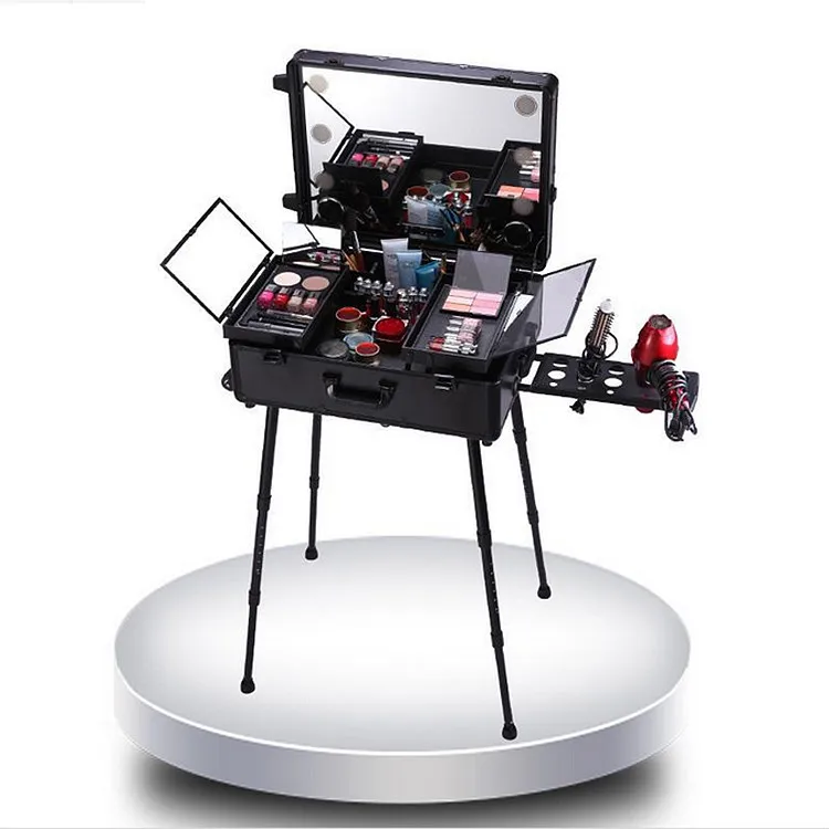Профессиональный Чехол для макияжа с зеркалом регулируемой яркостью ножки