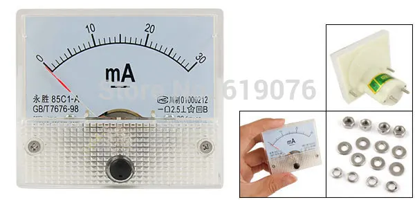 

85C1-mA 0-30mA DC White Plastic Shell Analog Panel AMP Meter Ammeter