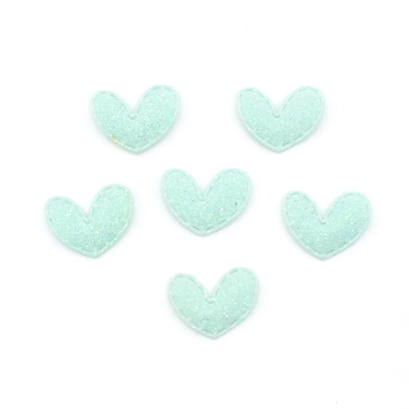Green 60 шт. 15*20 мм блестящая ткань Bepowder сердце аппликация из ткани мягкие патчи для одежды головной убор шпилька свадьба DIY Декор G92 - Цвет: Green