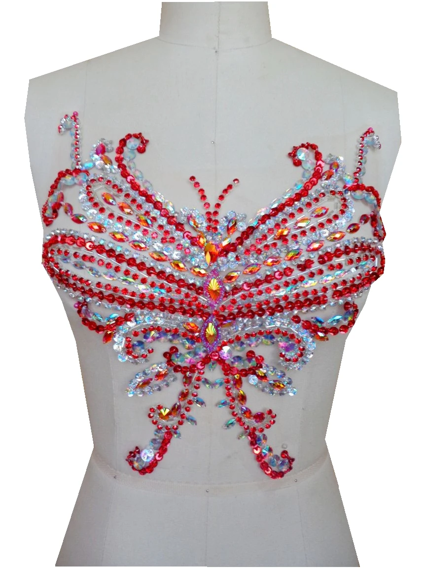 A77 ручная работа ослепительный красный/прозрачный AB Цвет пришить стразы