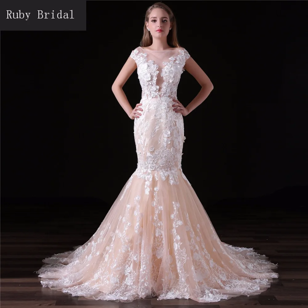 Рубиновое свадебное платье цвета шампанского Vestido De Casamento с открытой спиной