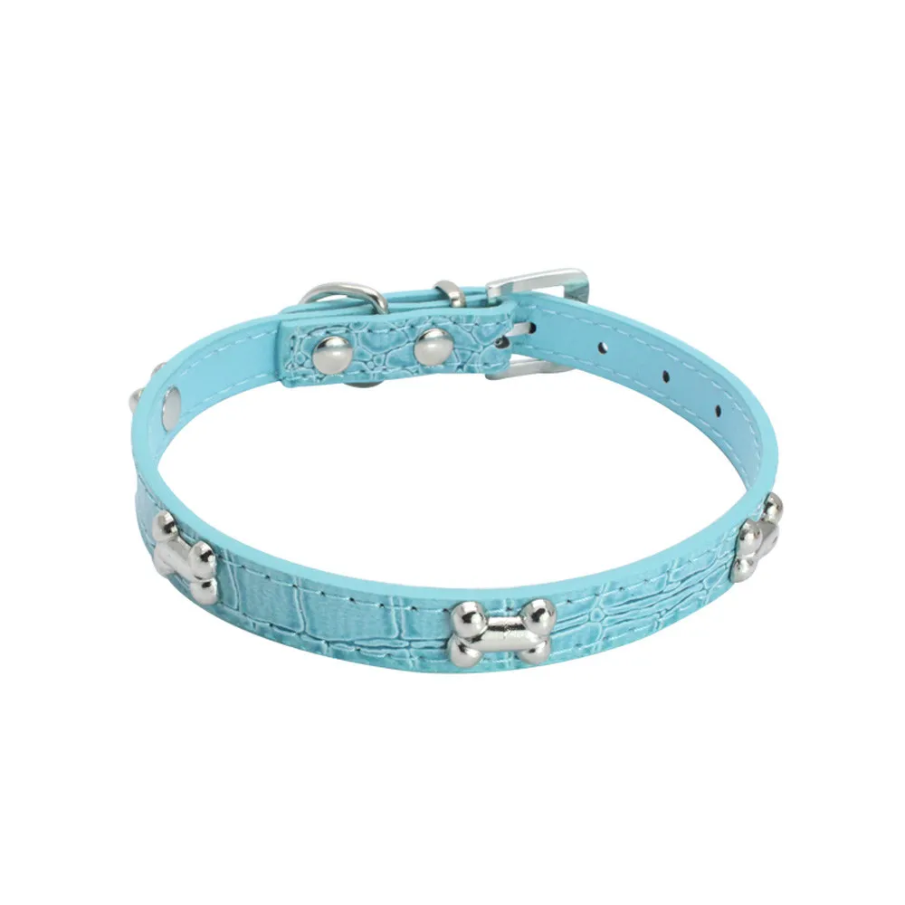 Изысканный кожаный ошейник разных цветов с регулируемой пряжкой # LC|Воротники| |