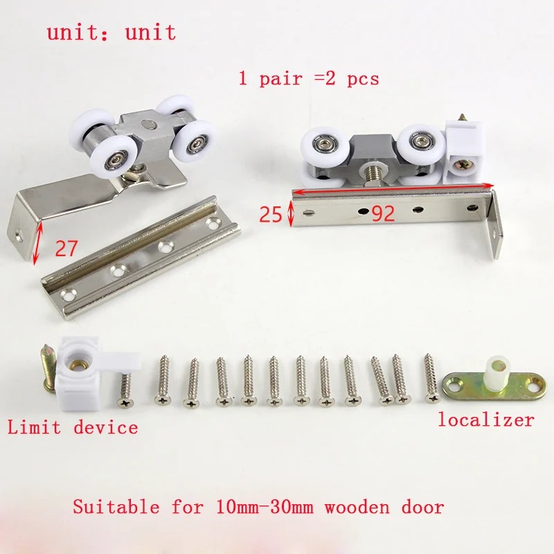 4 pulley 2pcs Раздвижная дверь, двойной рельс, подвесной рельс, утолщенная тяжелая стеклянная дверь, подвесная дверь, скользящий путь, желоб, деревянная дверь, толщина 3 мм - Цвет: 4 pulley 2pcs