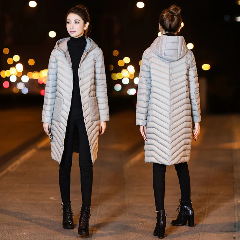 Женская пуховая куртка 2021 зимние длинные женские белые куртки-пуховики на утином