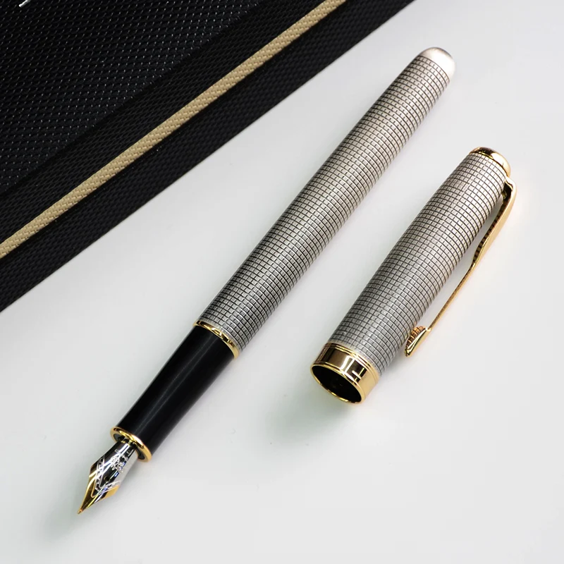 Перьевая ручка Jinhao Новые Роскошные Бронзовые чернильные ручки высокого качества металлические золотые ручки с зажимом подарок для офиса