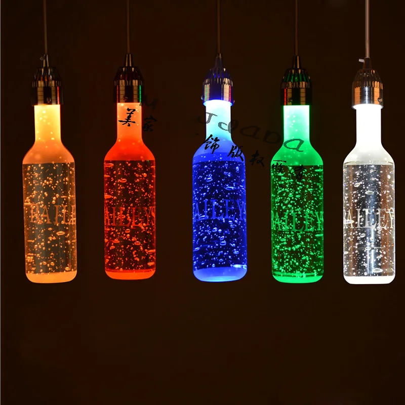 Современный стеклянный подвесной светильник Z для бутылок вина освещение бара