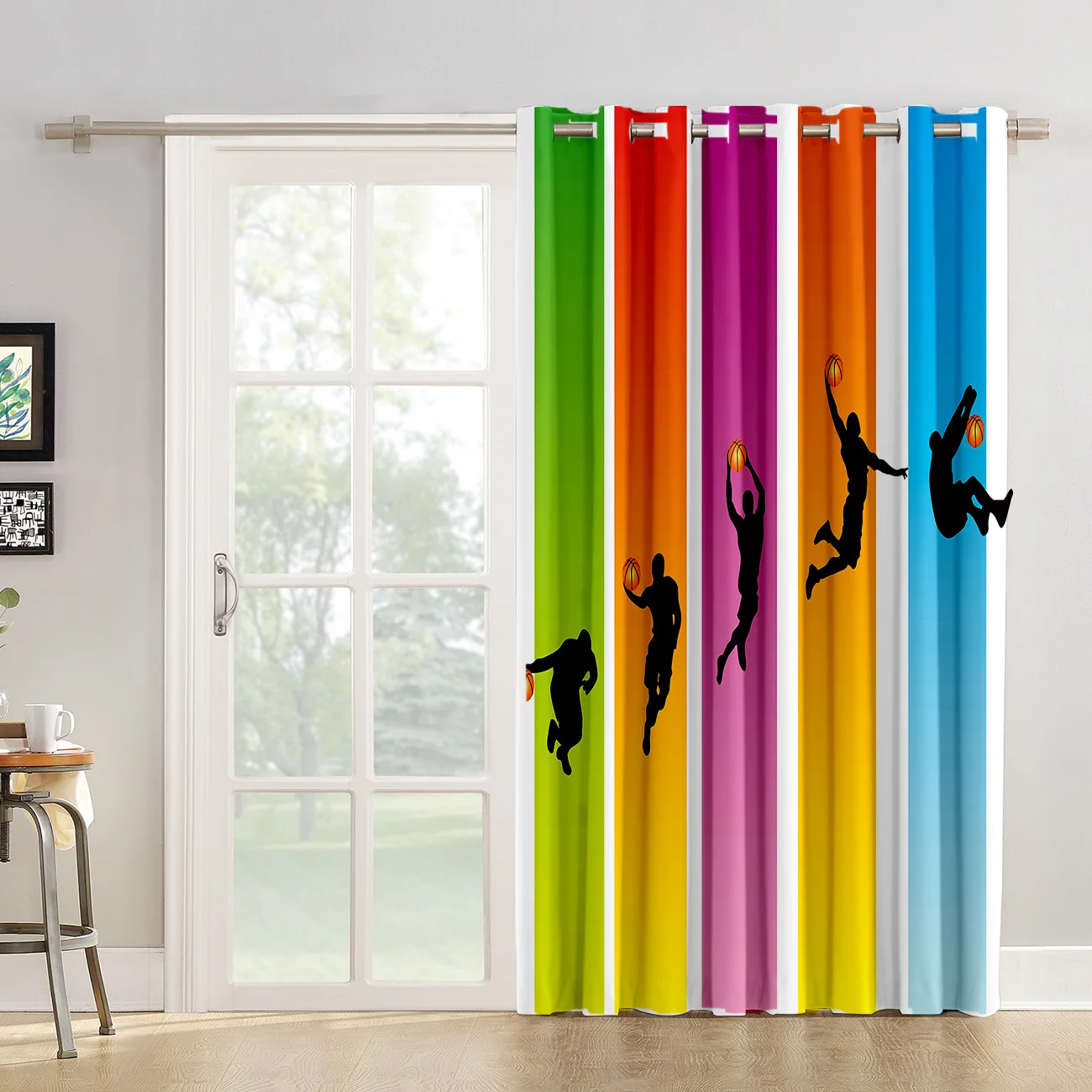 Basketball Mobilization Curtain Lights Bathroom Kitchen Fabric Drapes Indoor Decor Panels With Grommets Window | Дом и сад