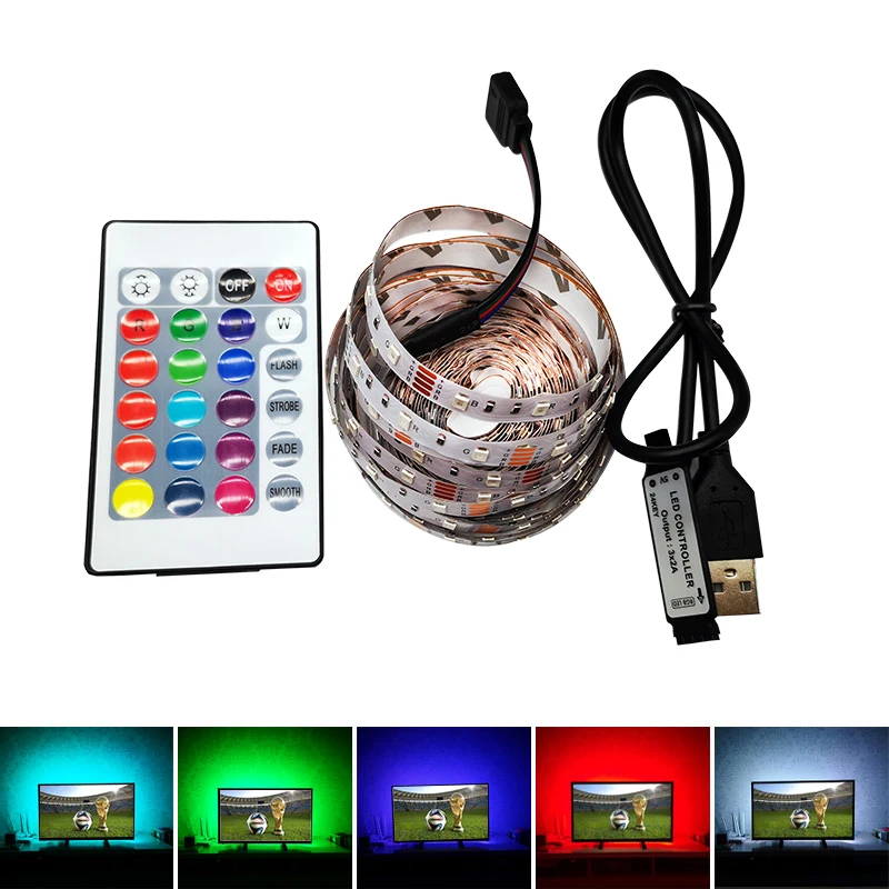 2835 SMD DC 5 В RGB USB зарядное устройство Светодиодная лента кабель лампа Гибкая 1 м 2 3 4