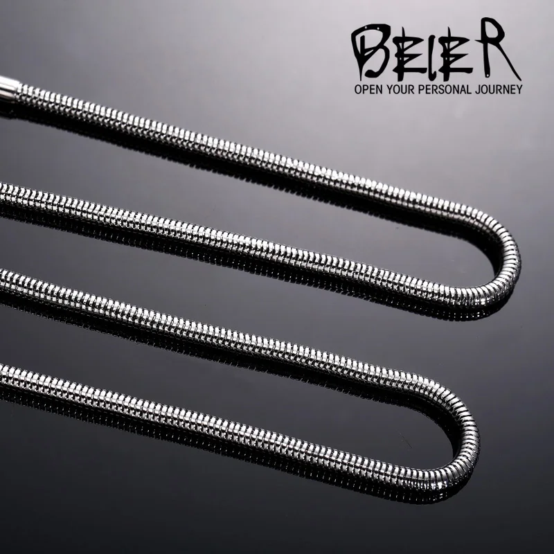 Beier stainless steel necklace 2.5mm/3mm/4.2mm trendy snake chain boy man Silver Color BN1004 | Украшения и аксессуары