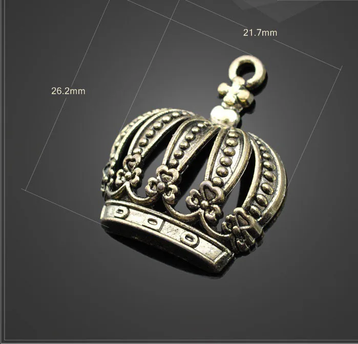 

4 Pieces 26.2mm*21.7mm Jewelry Handmade New Antique Bronze Hemihedral 3D Crown Charms Pendants For Diy