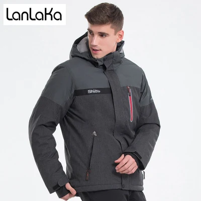 LANLAKA новый бренд лыжная куртка Для мужчин зимние Куртка из искусственной кожи PU