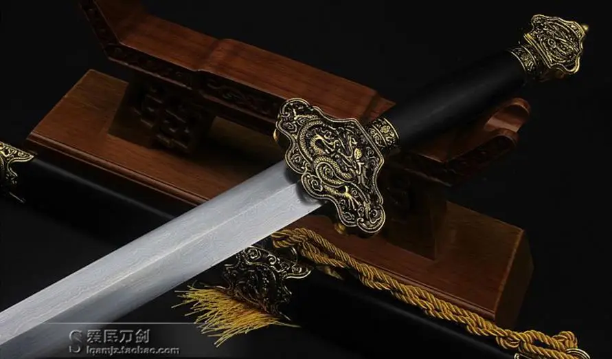 Высокое качество дамасский сложенный стальной нож Ручная ковка Wu shu меч двойной