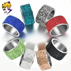 Кольцо из глины и циркона женское, ювелирное изделие из нержавеющей стали, 8 рядов, с камнями, синий, зеленый, красный, черный цвет