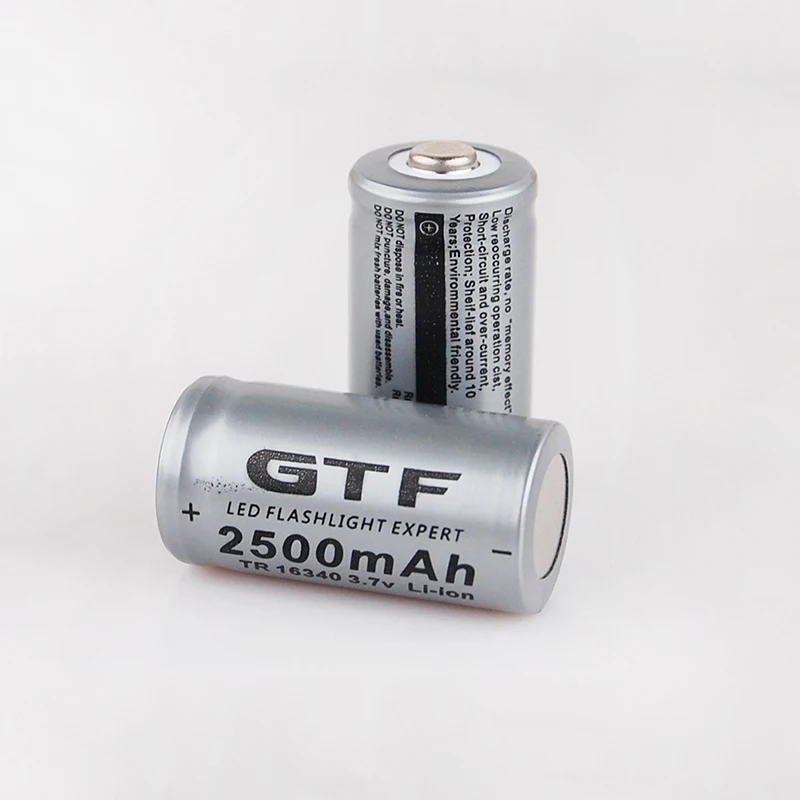 

Bundled Sale GTF 3.7V 2500mah 16340 Battery CR123A Li-ion Rechargeable Batteries
