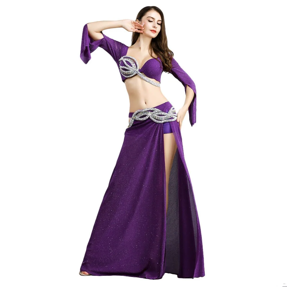 

Женский костюм для танца живота, костюм с лифом и длинной юбкой для выступлений в восточном стиле