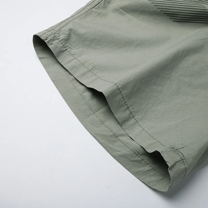 Men Cotton Running Shorts Elastic Pocket Breathable Sportswear Summer Casual Striped Short Trousers Plus Size Drop Shipping