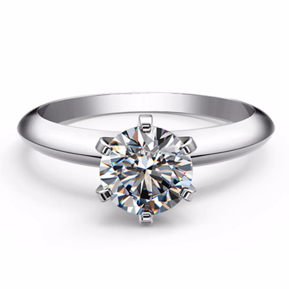 

0.6CT T Brand Engagement Solitaire Ring Prongs Diamond Carbon Moissanite Ring Solid White Gold Jewelry Test Positive Ring