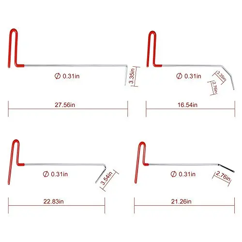 

Paintless Red Hand Tools 11pcs Repair Body rods Removal Dent Auto Remover